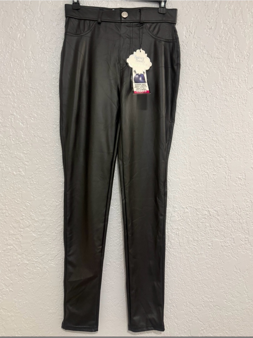 Thrill Black Faux Leather Men's Pants - Slim Tapered